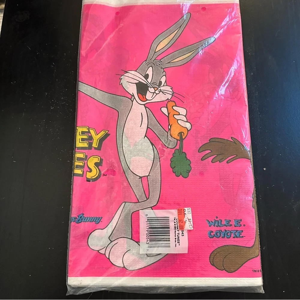 Vintage Pink Looney Tunes Paper Tablecover